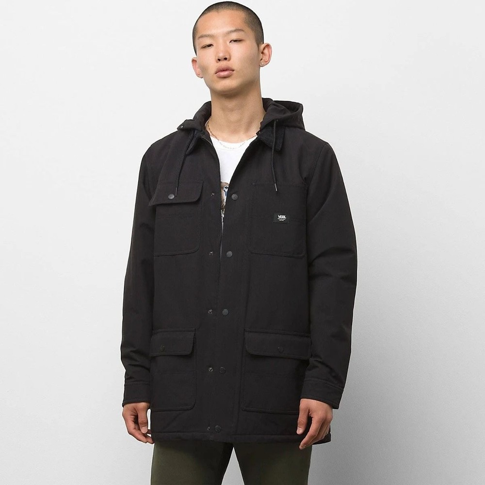 Vans Drill Chore Coat Men Sm Black Hooded Canvas Jacket Heavy Duty Utility Skate